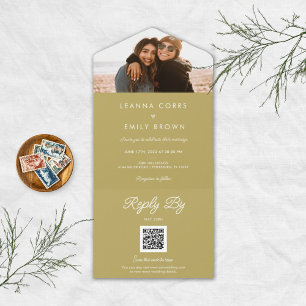 Invitación Todo En Uno Sellar y enviar Boda Minimalista inclusivo