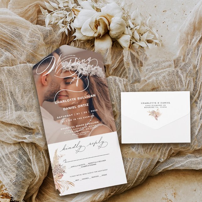 Invitación Todo En Uno Sello elegante y enviar boho | El Boda de | (Subido por el creador)