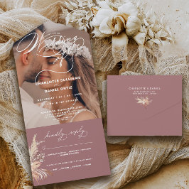 Invitación Todo En Uno Sello elegante y enviar Boho | La boda de |    