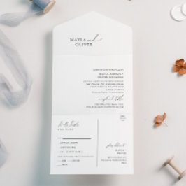 Invitación Todo En Uno Sello y envío elegante de guiones Minimalistas