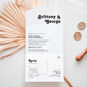 Invitación Todo En Uno Sello y envío moderno de letras retro