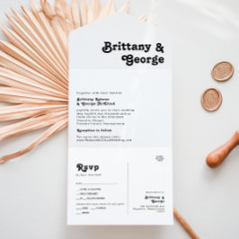 Invitación Todo En Uno Sello y envío moderno de letras retro