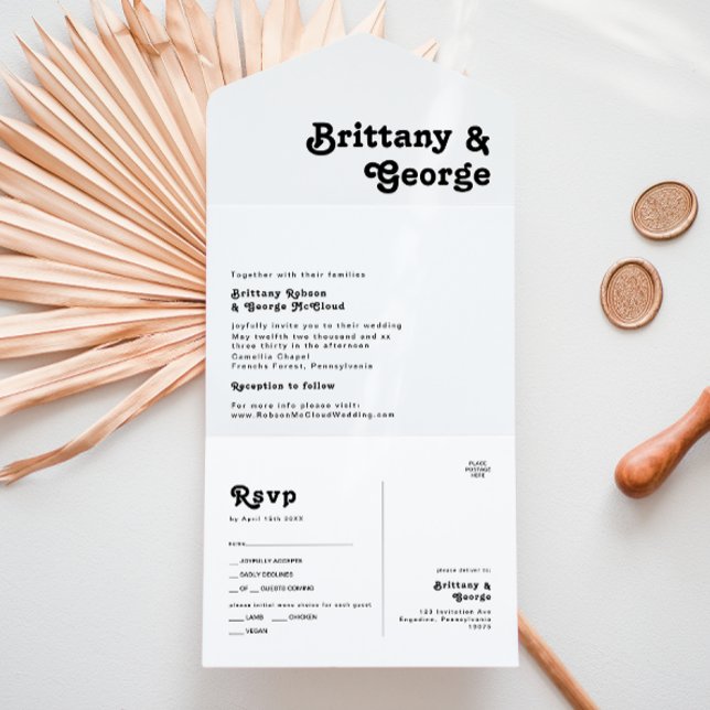 Invitación Todo En Uno Sello y envío moderno de letras retro (Subido por el creador)