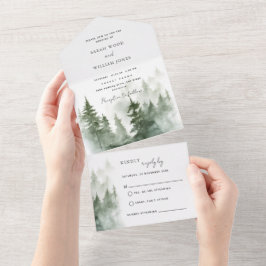 Invitación Todo En Uno Selva verde todo en una sola boda
