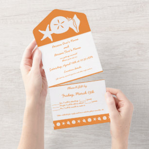 Invitación Todo En Uno Semillas de verano en Naranja