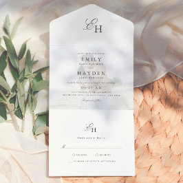 Invitación Todo En Uno Sencilla Boda Minimalista de Foto Boho