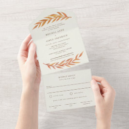 Invitación Todo En Uno Sencilla sucursal de texto formal matrimonio otoño