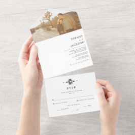 Invitación Todo En Uno Sencillo Boda fotográfico del desierto del Suroest