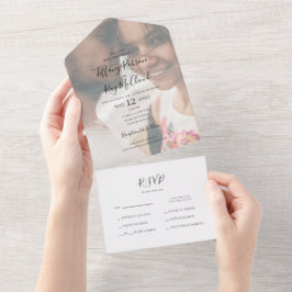 Invitación Todo En Uno Sencillo Sello De Fotos Elegante Y Descolorido