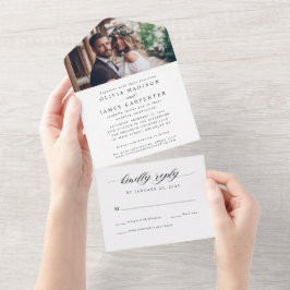 Invitación Todo En Uno Sencillo y elegante Boda RSVP de fotografía