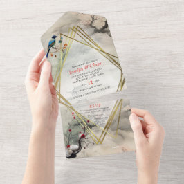 Invitación Todo En Uno Serene Tranquilidad tema japonés