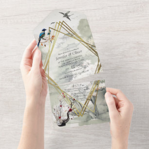 Invitación Todo En Uno Serene Tranquilidad tema japonés
