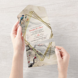 Invitación Todo En Uno Serene Tranquilidad tema japonés