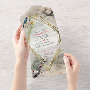 Invitación Todo En Uno Serenidad Tranquilidad tema japonés