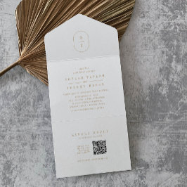 Invitación Todo En Uno SHYLAH Código QR Boda Mínimo de Oro Tradicional