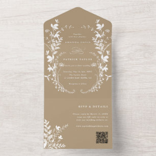 Invitación Todo En Uno Silhouette Wreath Boda Tan