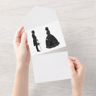 Invitación Todo En Uno silueta de abraham lincoln mary todd lincoln