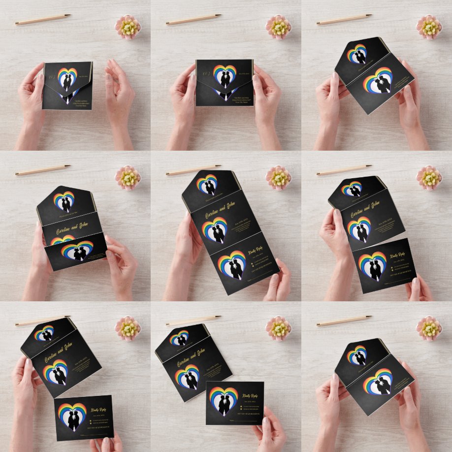 Invitación Todo En Uno Siluetas gays elegantes.