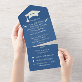 Invitación Todo En Uno Simple Beige Y Azul Personalizados Guardar La Fech