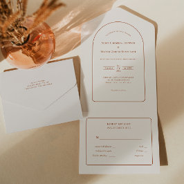 Invitación Todo En Uno Simple Boho Arch Marfil Wedding RSVP