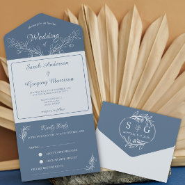 Invitación Todo En Uno Simple Boho Floral todo en una sola boda invitació