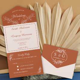 Invitación Todo En Uno Simple Boho Floral todo en una sola boda invitació