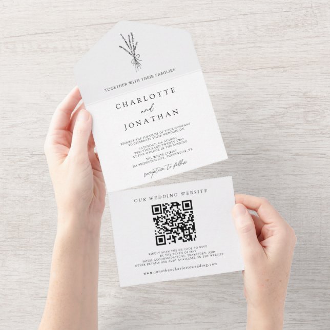 Invitación Todo En Uno Simple Botanical All in One Wedding Invitation (desgarro)