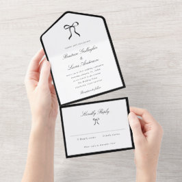 Invitación Todo En Uno Simple Bow Classic Wedding