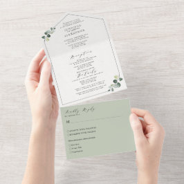 Invitación Todo En Uno Simple Eucalyptus Greenery Boda