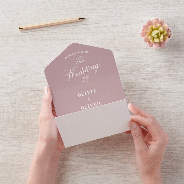 Invitación Todo En Uno Simple minimalist dusty rose QR code wedding  (Video)