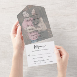 Invitación Todo En Uno Simple Moderno Foto Elegante Boda