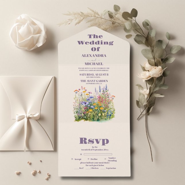 Invitación Todo En Uno Simple Wildflowers Boda Jardín Botánico (Subido por el creador)