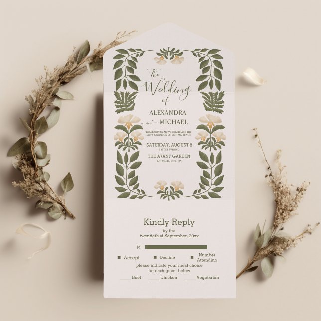 Invitación Todo En Uno Simple Wildflowers Boda Jardín Botánico (Subido por el creador)