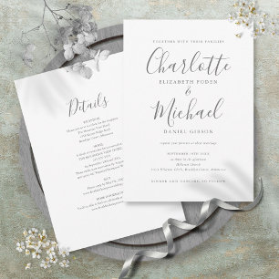 Invitación Todo En Uno Simple y Elegante Script Boda