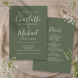 Invitación Todo En Uno Simple y Elegante Script Bodas de Oliv