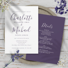 Invitación Todo En Uno Simple y Elegante Script de Boda Morad
