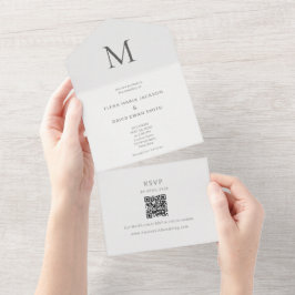 Invitación Todo En Uno Single Initial Civil Wedding