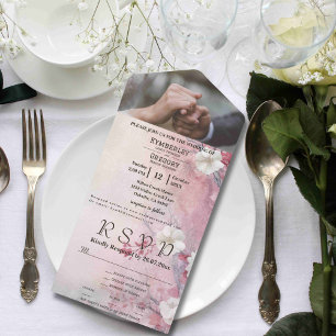 Invitación Todo En Uno Sitio web de fotos de flores de cerezo blanco de c