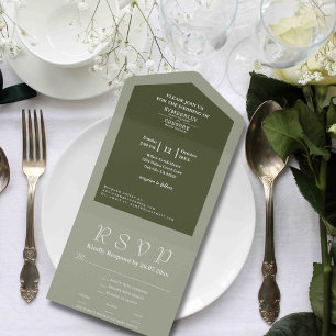 Invitación Todo En Uno Sitio web simple de crema verde de salvia Minimali
