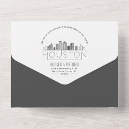 Invitación Todo En Uno Skyline Deco de Houston | BODA