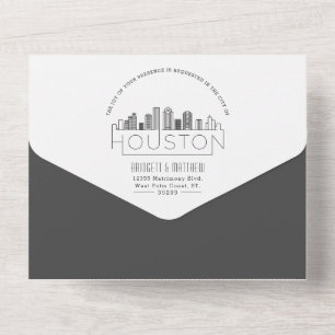 Invitación Todo En Uno Skyline Deco de Houston   BODA