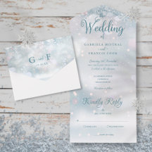 Snowflakes Elegant Script Winter Wedding