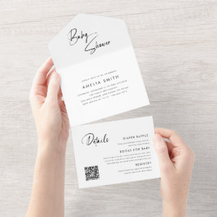 Invitación Todo En Uno Sobre Manuscrito Minimalista Moderno Todo en Uno