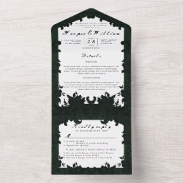 Invitación Todo En Uno Sobre verde oscuro de Victorian