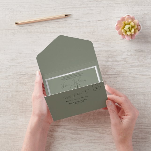 Invitación Todo En Uno Sofisticado Boda Sage & Silver (Video)