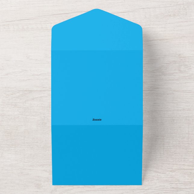 Invitación Todo En Uno Solid Cyan Blue Background  (Afuera)