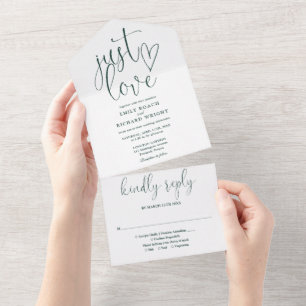 Invitación Todo En Uno Solo ama la elegante escritura de la boda en esmer