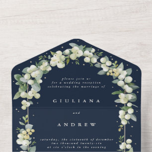 Invitación Todo En Uno Solo la recepción de bodas de nevadas y eucalipto 