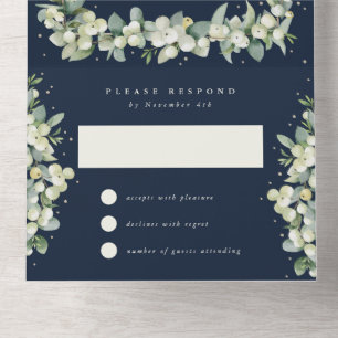 Invitación Todo En Uno Solo la recepción de bodas de nevadas y eucalipto 