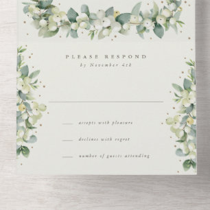 Invitación Todo En Uno Sólo recepción de invierno Cream Snowberry+Eucalyp